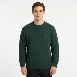 Vintage y2k  Chaps Ralph Lauren Green Hand Framed Cable Knit Sweater Pullover-L